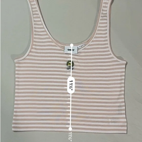 Obey Women’s Lightweight Sunny Stripe Crop Tank with Sun Embroidery Size Medium - Picture 7 of 8